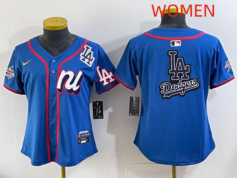Women 2025 Los Angeles Dodgers Blank Blue All star Nike MLB Jersey style 06
